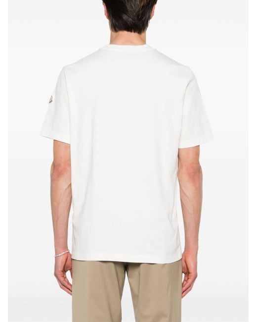 Moncler White Rubberised-logo Cotton T-shirt for men