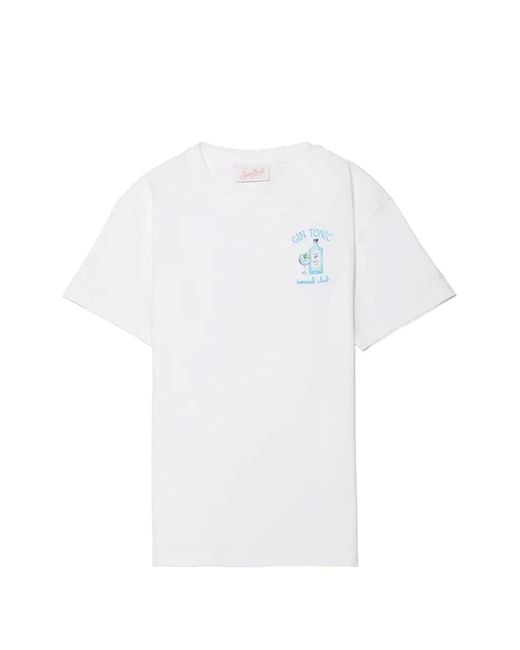 Mc2 Saint Barth White Embroidered-Logo T-Shirt for men