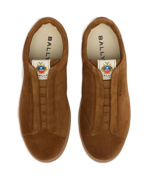 Bally Brown Retro Crest Suede Sneakers for men