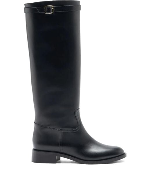 Scarosso Black Knee-High Leather Boots