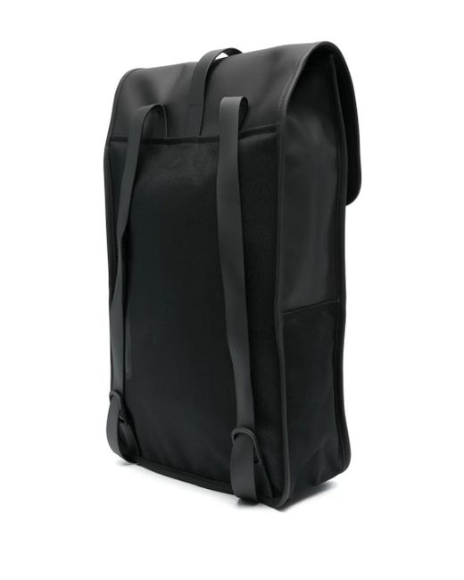 Rains Black Logo-Engraved Foldover-Top Backpack for men