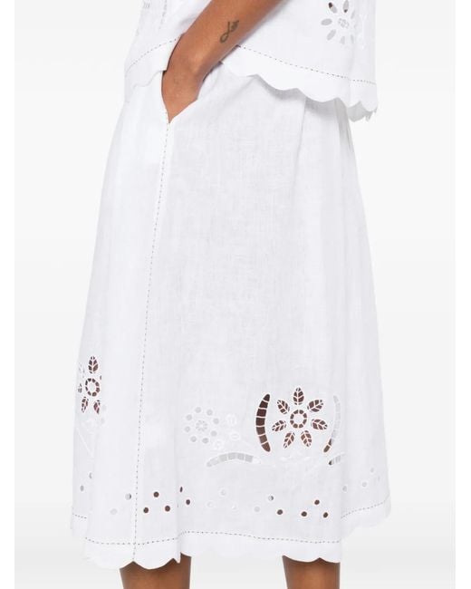 Vita Kin White Balthazar Broderie-Anglaise Midi Skirt