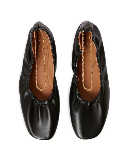 Stella McCartney Black Chain-Detail Stretch Ballerina Flats