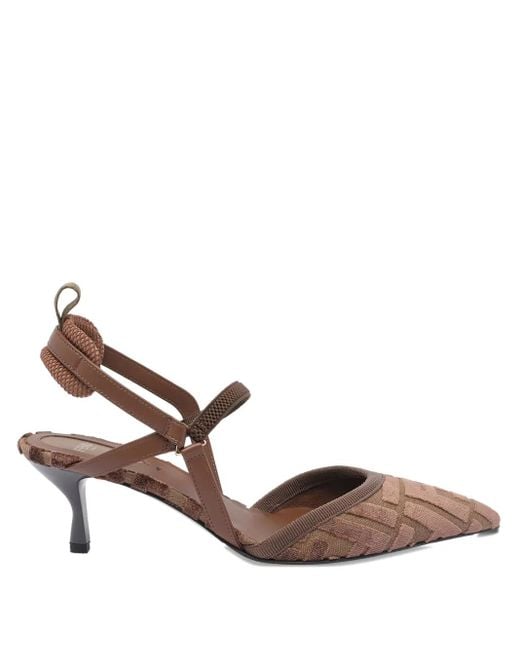 Zapatos con logo FF y tacón de 55 mm Fendi de color Brown