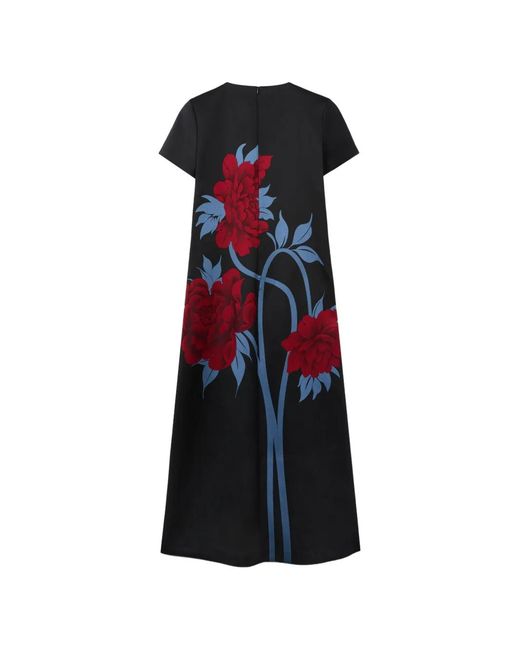 LaDoubleJ Black Peonies Jacquard Dress