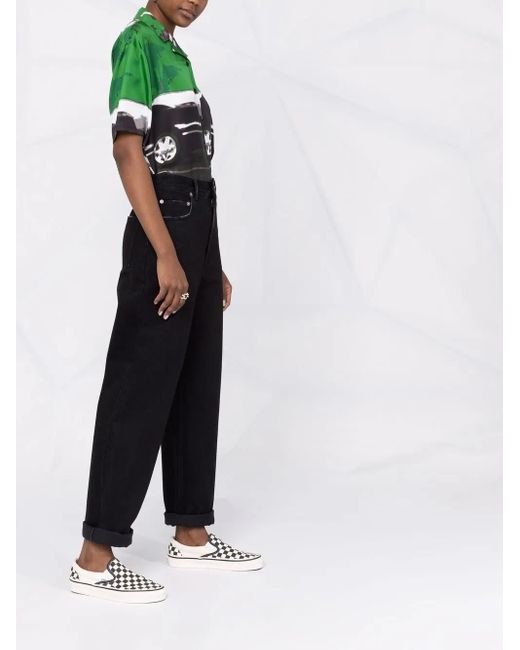 Golden Goose Deluxe Brand Black Logo-patch Straight-leg Trousers