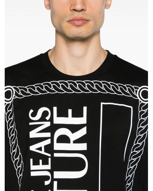 Versace Black Logo-print Cotton T-shirt for men