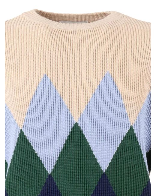 Ballantyne Blue Argyle Crewneck Jumper for men