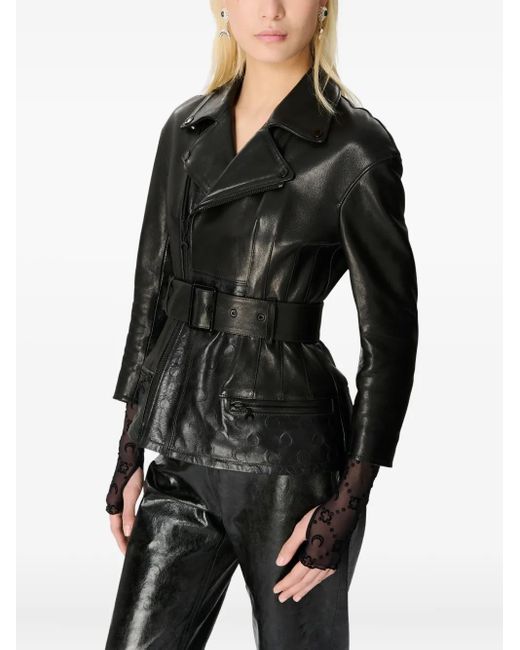 MARINE SERRE Black Moon Leather Jacket