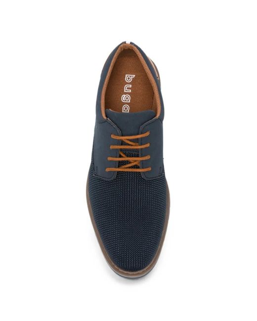Bugatti Blue Panelled Lace-Up Derby Shoes for men