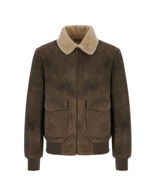 Colamarino Brown Shearling Bomber Jacket for men
