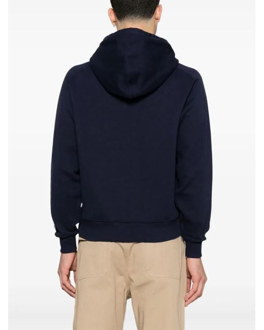 Fursac Blue Logo-Patch Hoodie for men