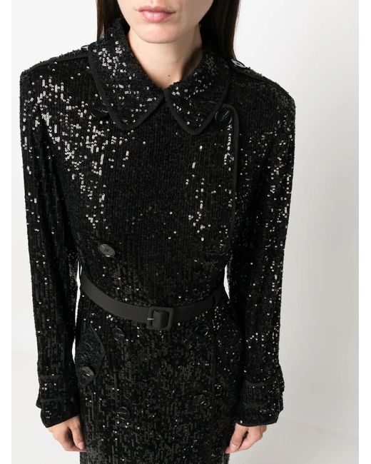 Self-Portrait Black Sequin Coat