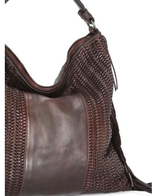Reptile's House Brown Vasia Fringed Leather Tote Bag