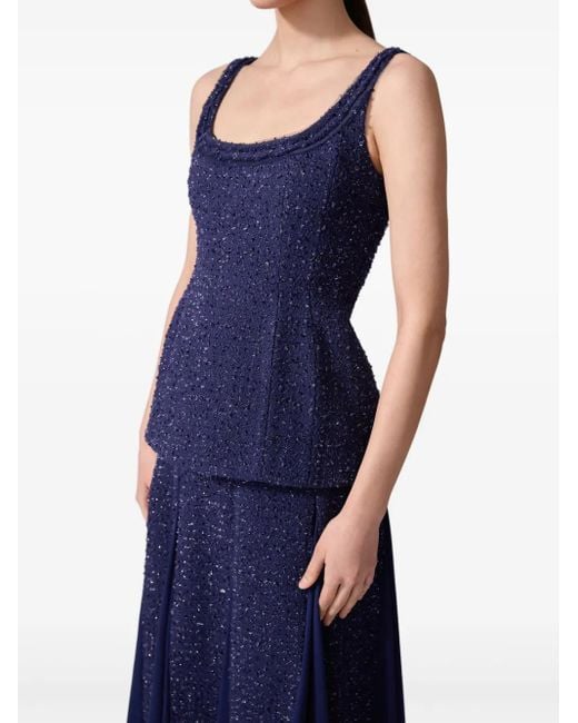 Carolina Herrera ツイード トップ Blue