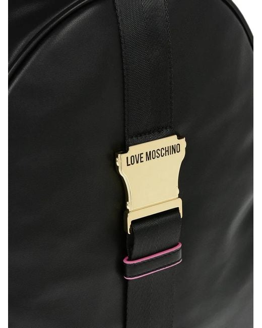 Moschino Black Love Faux-Leather Buckle-Detail Backpack