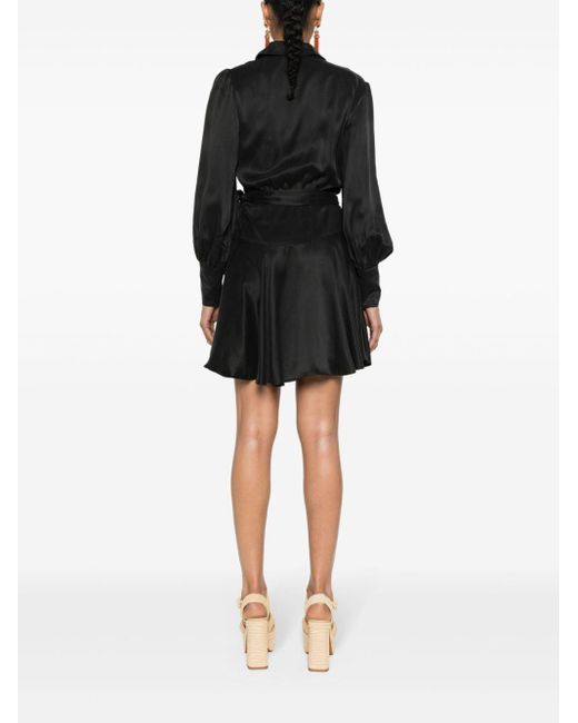 Zimmermann Black Wrap Silk Mini Dress