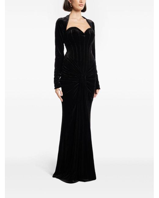 zeena zaki black dress Bustier-Neckline Velvet in Zaki fw202104