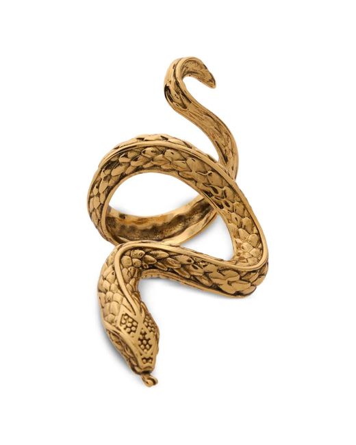 Roberto Cavalli Ring Met Slangenvorm in het Metallic