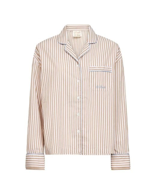Mc2 Saint Barth White Striped-Pattern Piping-Detailing Shirt