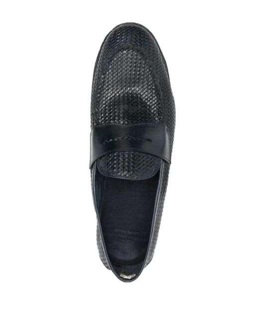 Officine Creative Black Woven Design Loafers for men
