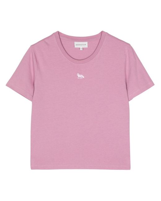 Maison Kitsuné Pink T-Shirt mit Baby Fox-Applikation