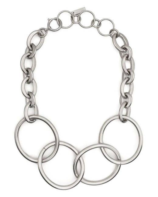 Junya Watanabe White Four-Ring Chain-Link Necklace