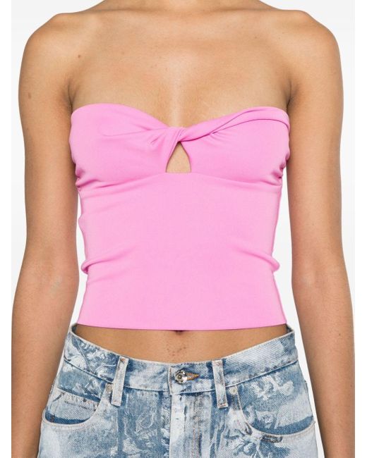 ANDAMANE Pink Twisted cut-out strapless top