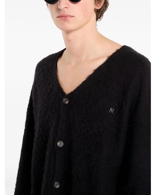 Represent Black Textured Knit V-Neck Cardigan for men