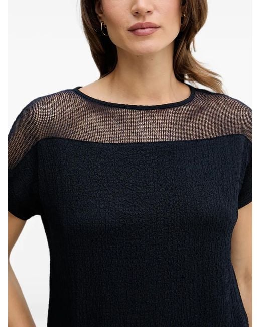 Joseph Ribkoff Black Mesh-Panel Textured Top