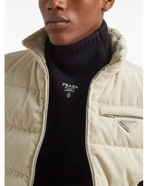 Prada Blue Logo-Embroidered Cashmere Scarf for men