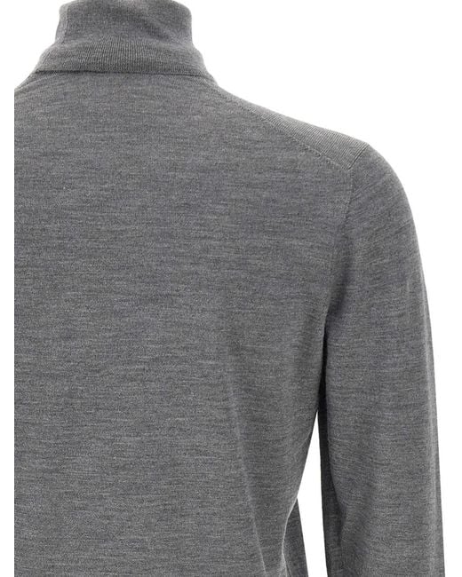 Gran Sasso Gray Turtleneck Ribbed Sweater for men
