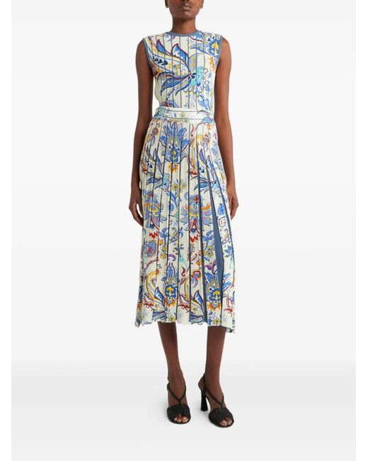 Etro Blue Printed Knitted Top