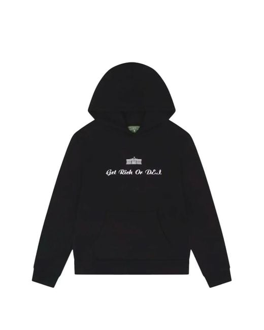 DENIM TEARS Black Get Rich Or Dei Embroidered Hoodie for men