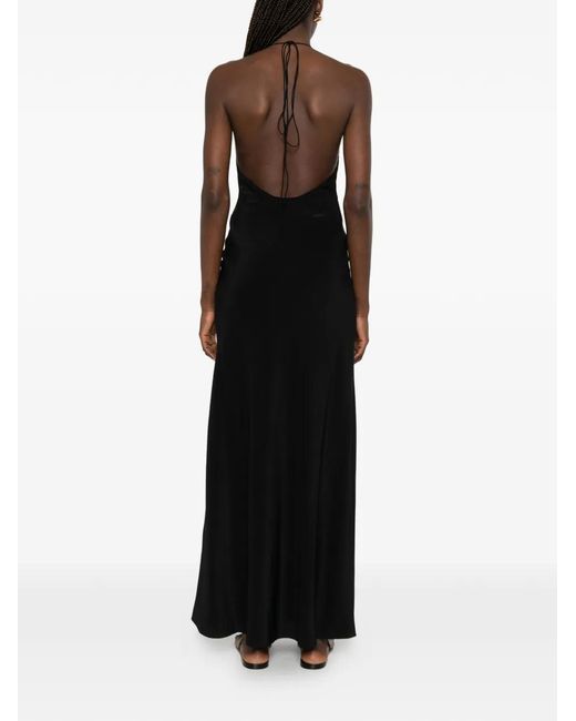 Matteau Black Low-Back Halterneck Maxi Dress
