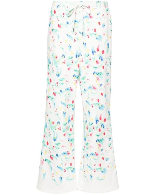 Marni Blue Floral-Print Cotton Track Pants
