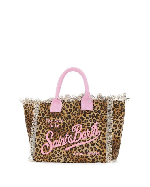 Mc2 Saint Barth Pink Leopard-Print Fringed Tote Bag