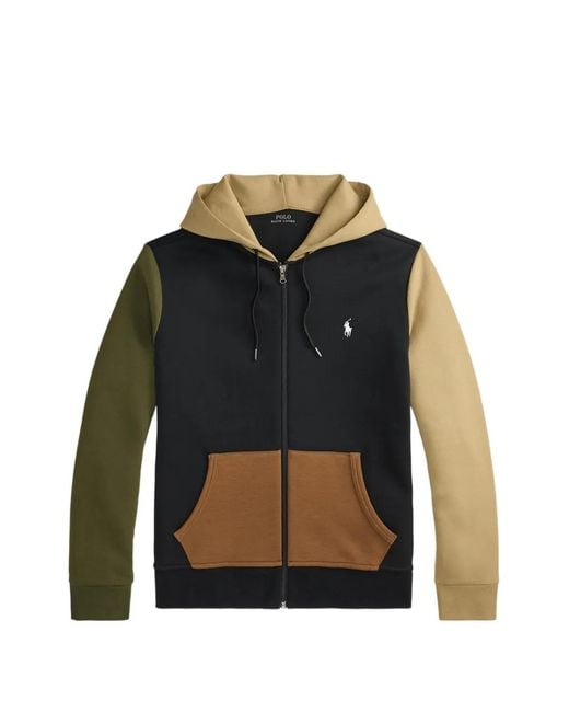 Polo Ralph Lauren Black Colour-Block Logo-Embroidered Hoodie for men