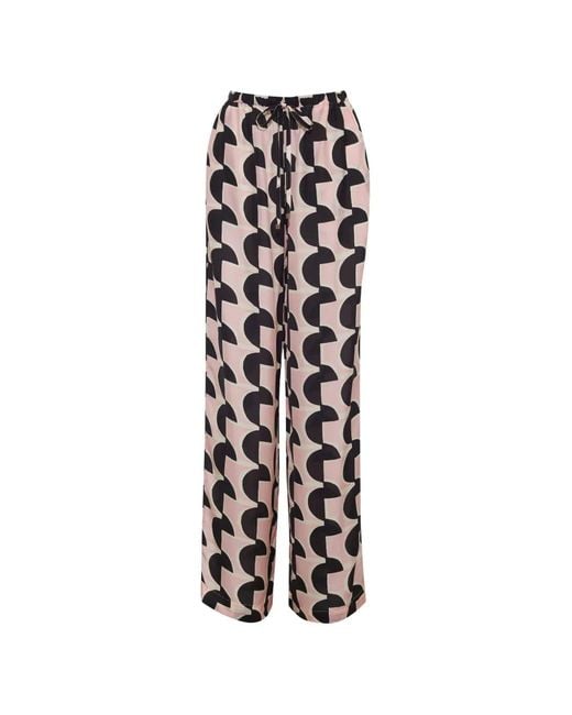 Cara Cara White Girona Geometric-Pattern Trousers
