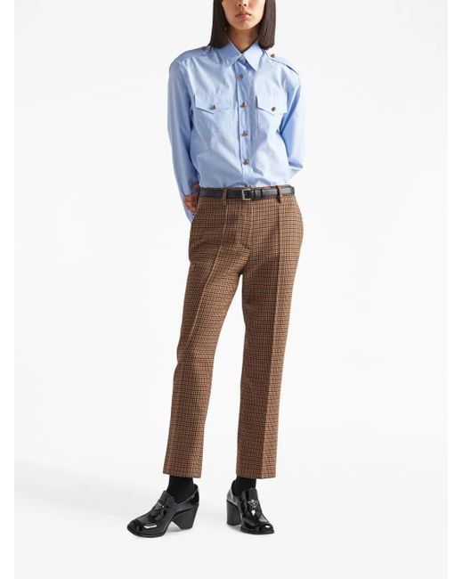 Prada Brown Houndstooth Check Pants
