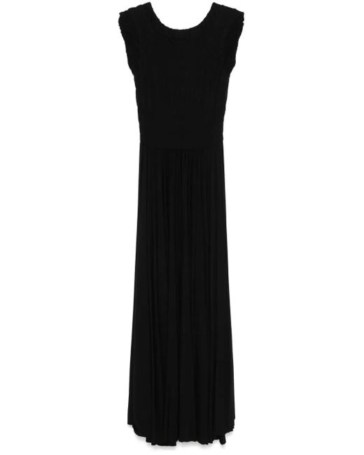 Pink Black Ruched Maxi Dress