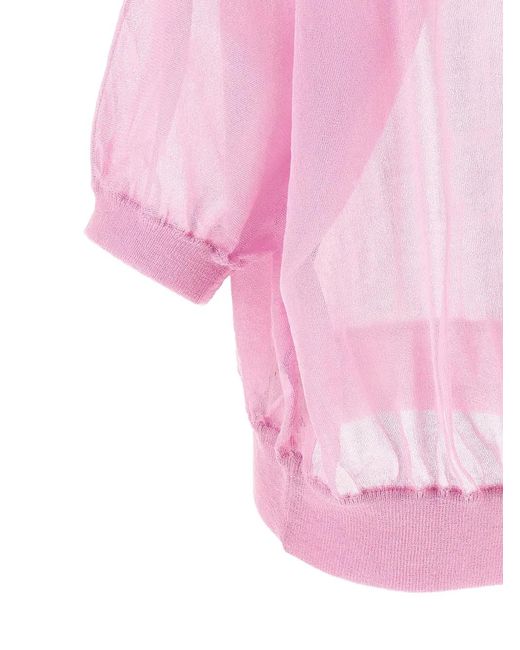 Nude Pink Balloon-Sleeve Sweater