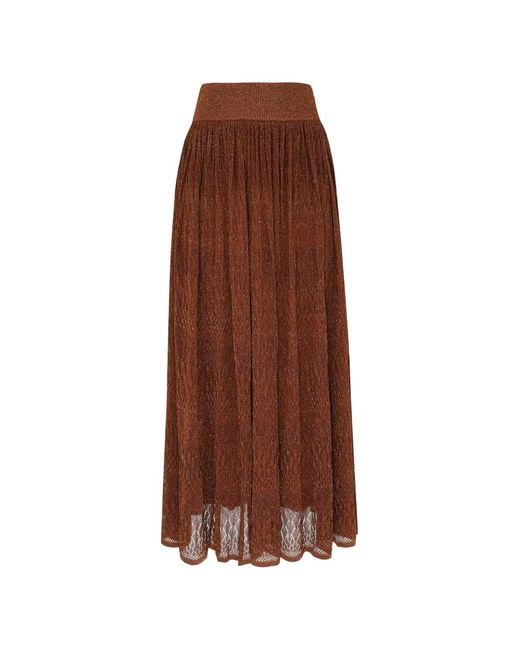 Zimmermann Brown Awaken Metallic Lace Midi Skirt