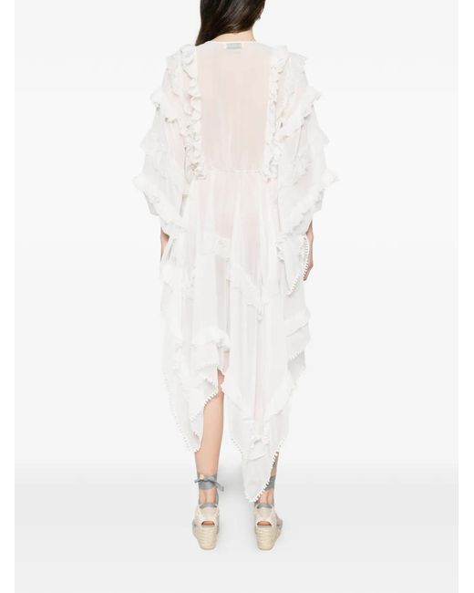 LES FILLES D'EVA White Ruffled Asymmetric Dress