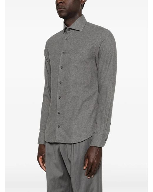 Profuomo Gray Buttoned Shirt for men
