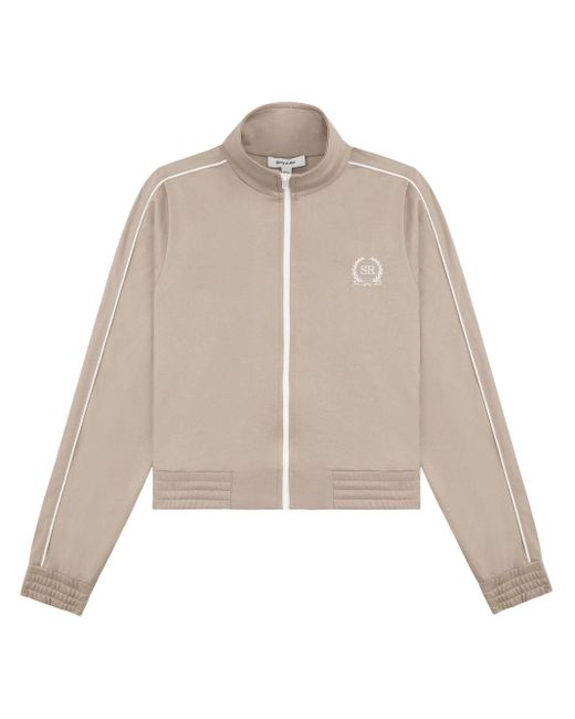 Sporty & Rich Natural Golf Logo-embroidered Track Jacket