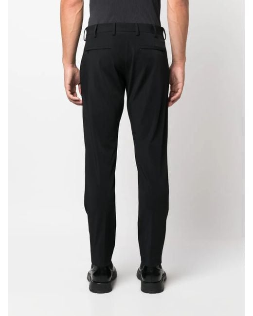 PT Torino Black Straight-Leg Tailored Trousers for men