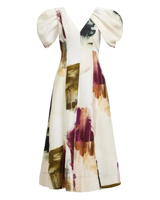 Aje. Red Bisou Ruffled Midi Dress
