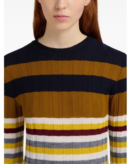 Marni Black Virgin-Wool Striped Sweater