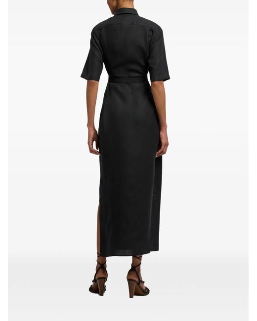 Ralph Lauren Black Carol Buckled Shirt Maxi Dress